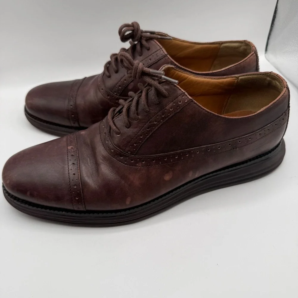 Cole Haan LunarGrand Brown Leather Cap Toe Oxford Shoes C12610 Mens 12 M